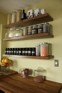 Dry goods shelves and produce corner